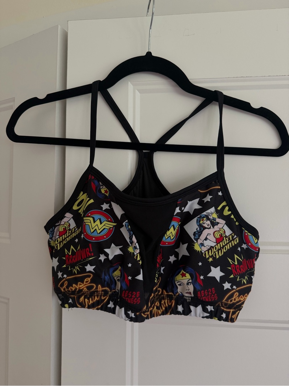 Wonder Woman Black Graphic Sports Bra